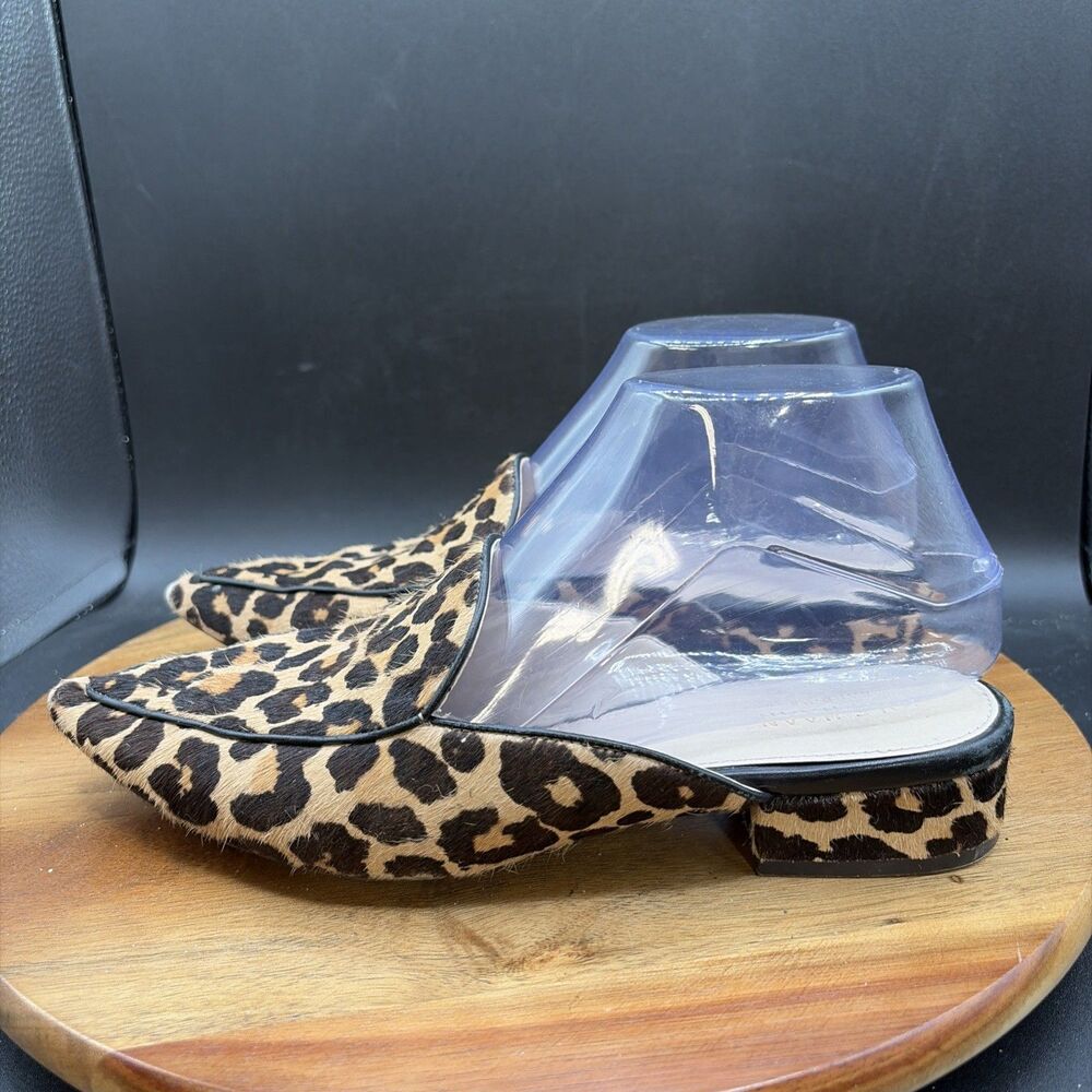 Cole Haan Animal Leopard Print Mules Women's Size 7.5 B Calf Hair Slip On Shoes